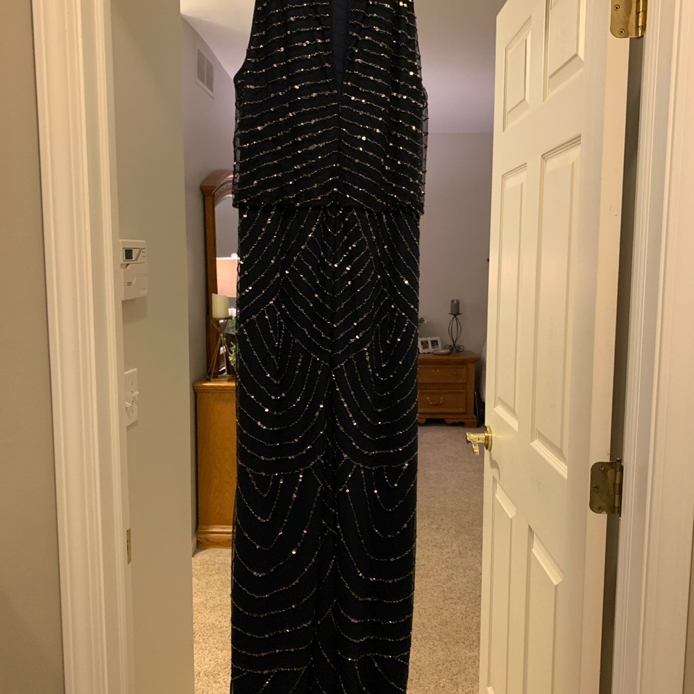 Adrienne Papell Art Deco Navy Dress - Picture 4 of 11